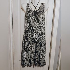 BCX Black and White Paisley Midi Dress